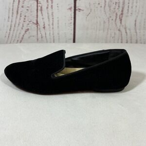 Birdies Starling Black Velvet Loafers Women 7.5 Smoking Slippers Flats Quilted